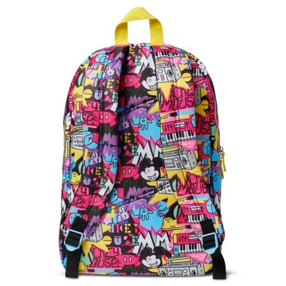 Disney Mickey Mouse Rafael Faria Bright Retro All Over Print Large Backp…